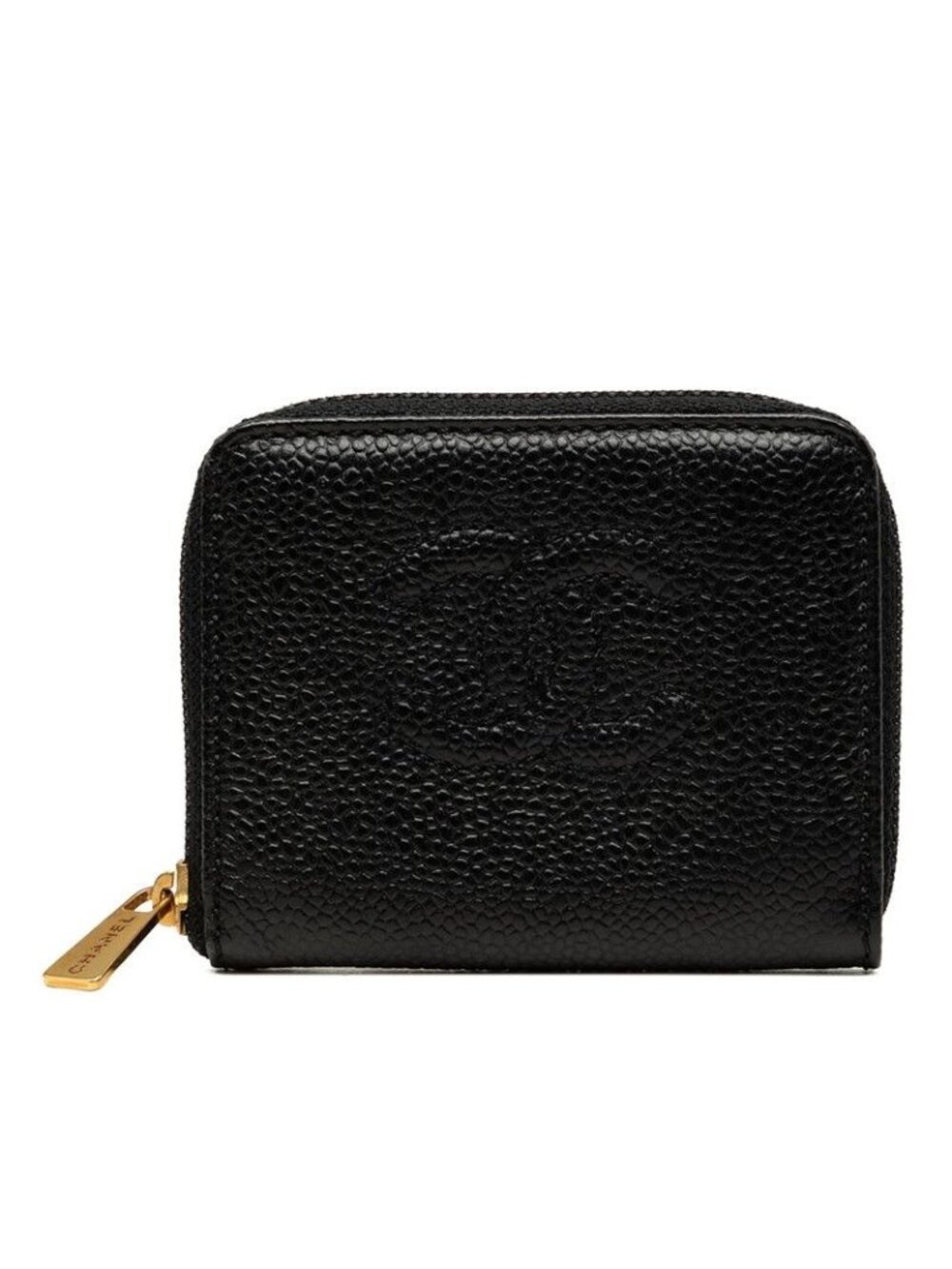 Chanel CC Logo Coin Purse Black Caviar Leather